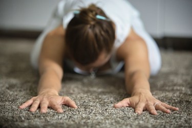 yoga on carpet